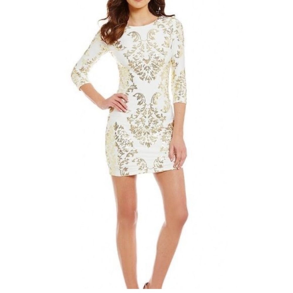 B Darlin White and Gold Mini Dress